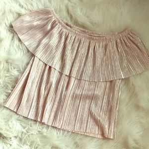 Unworn metallic Blush Off the Shoulder Top
